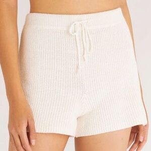 Z Supply Size M Brianna Ribbed Knit Shorts Cotton Blend Cream